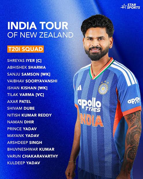 India T20I Squad Against New Zealand