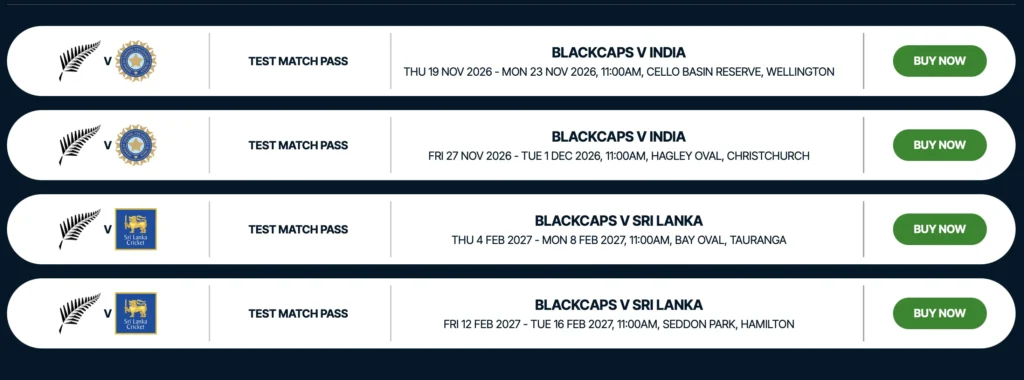 India vs New Zealand Test Tickets